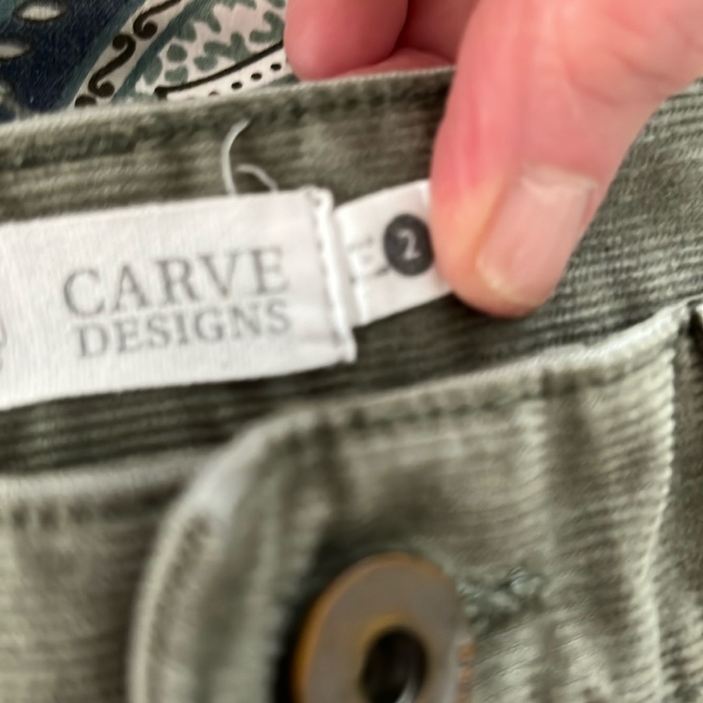Gently worn, sage green corduroy 4” inseam
